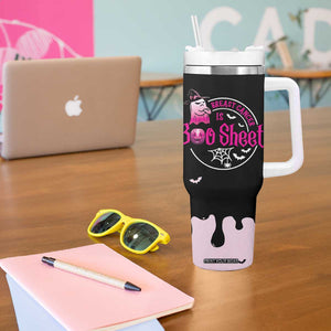 Cute Ghost Halloween Breast Cancer Awareness Tumbler With Handle Breast Cancer Is Boo Sheet TB10 Print Your Wear