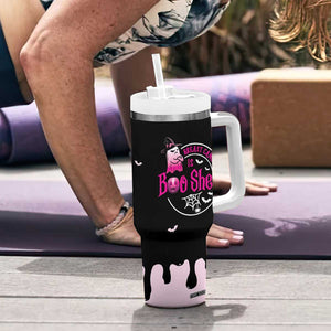 Cute Ghost Halloween Breast Cancer Awareness Tumbler With Handle Breast Cancer Is Boo Sheet TB10 Print Your Wear