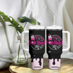 Cute Ghost Halloween Breast Cancer Awareness Tumbler With Handle Breast Cancer Is Boo Sheet TB10 Print Your Wear