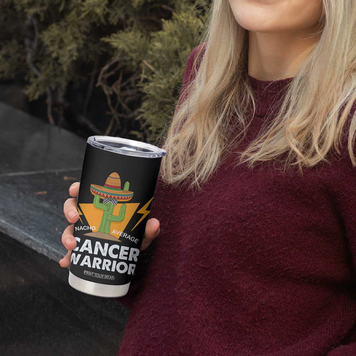 Funny Cancer Fighter Tumbler Cup Inspirational Quote Chemo Patient Gift Nacho Average Cancer Warrior TB10 Print Your Wear