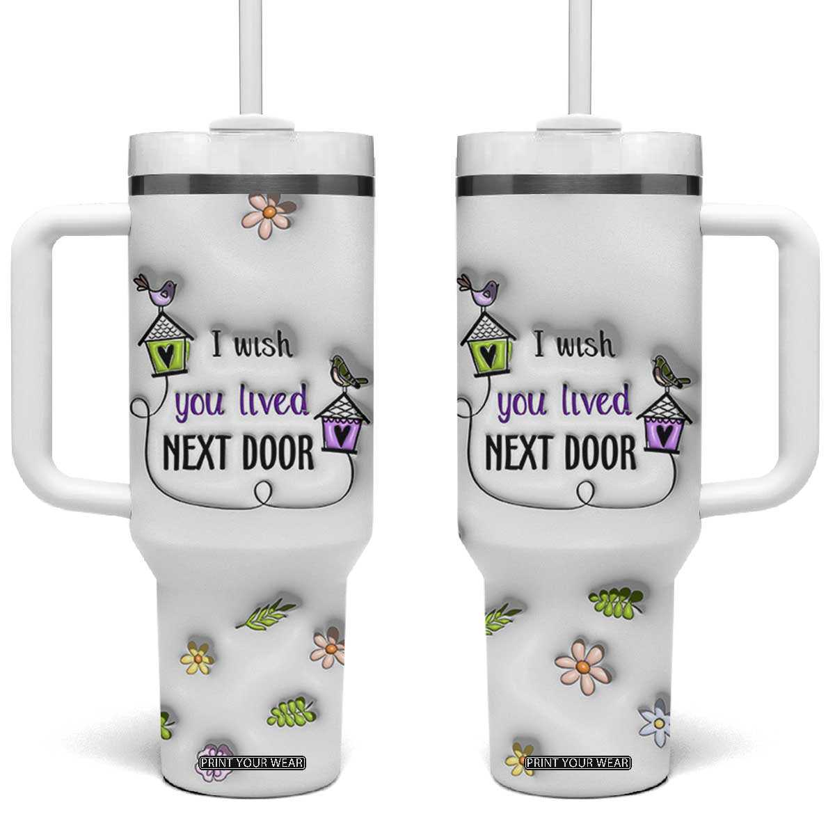 I Wish We Lived Closer Tumbler With Handle Long Distance Relationship Friendship Gifts For Sister Best Friend Bestie TB10 One Size: 40 oz White Print Your Wear