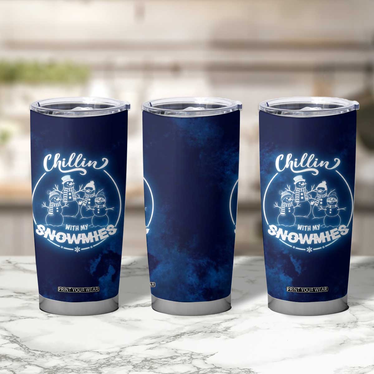 Funny Christmas Tumbler Cup Snowman Chillin With My Snowmies TB10 Print Your Wear