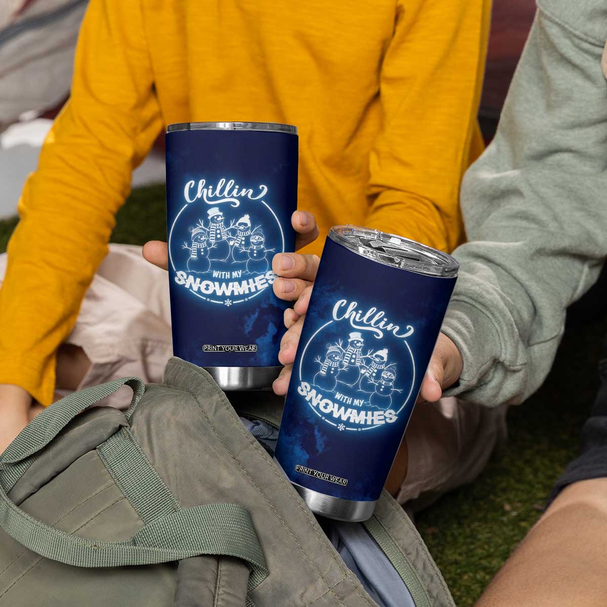 Funny Christmas Tumbler Cup Snowman Chillin With My Snowmies TB10 Print Your Wear