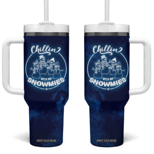 Funny Christmas Tumbler With Handle Snowman Chillin With My Snowmies TB10 One Size: 40 oz Navy Print Your Wear