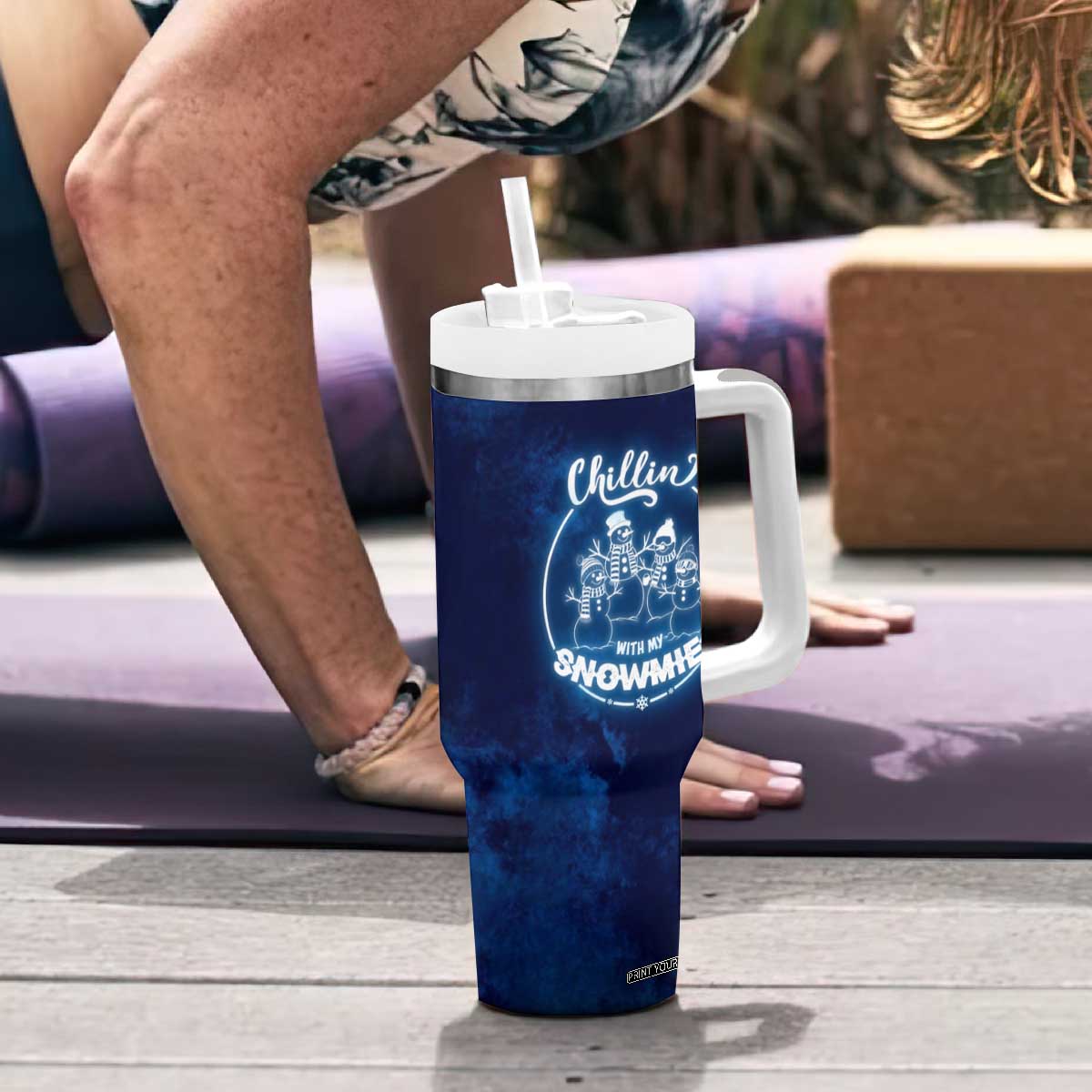 Funny Christmas Tumbler With Handle Snowman Chillin With My Snowmies TB10 Print Your Wear