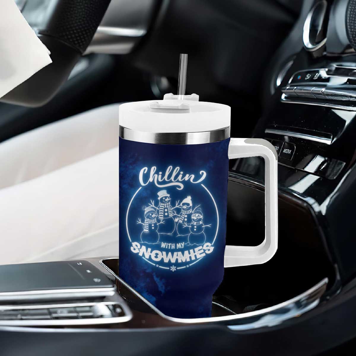 Funny Christmas Tumbler With Handle Snowman Chillin With My Snowmies TB10 Print Your Wear