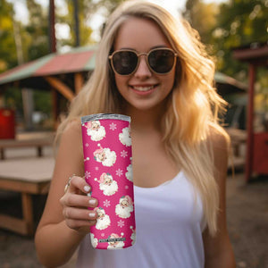 Personalized Christmas Skinny Tumbler Custom Name Pink Santa Claus Retro Xmas Gifts TB10 Print Your Wear
