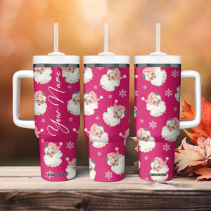 Personalized Christmas Tumbler With Handle Custom Name Pink Santa Claus Retro Xmas Gifts TB10 Print Your Wear