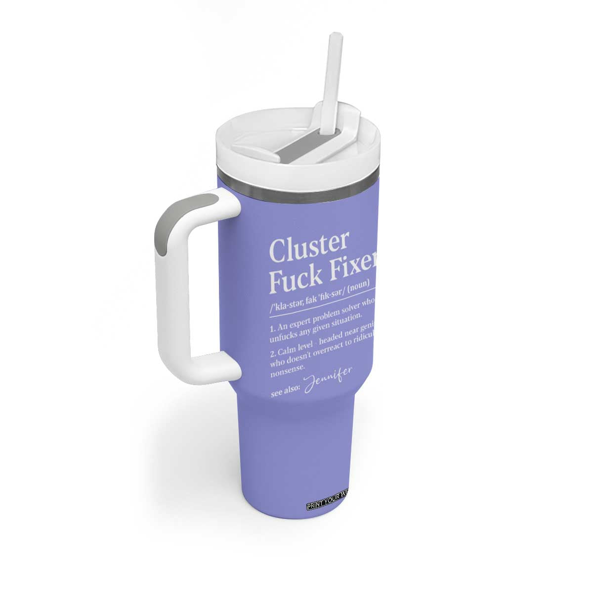 Personalized Coworker Tumbler With Handle Custom Name Cluster Fuck An Expert Problem Solver Christmas Gift Purple TB10 Print Your Wear