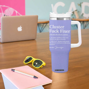Personalized Coworker Tumbler With Handle Custom Name Cluster Fuck An Expert Problem Solver Christmas Gift Purple TB10 Print Your Wear