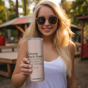Personalized Coworker Skinny Tumbler Custom Name Cluster Fuck An Expert Problem Solver Christmas Gift Brown TB10 Print Your Wear
