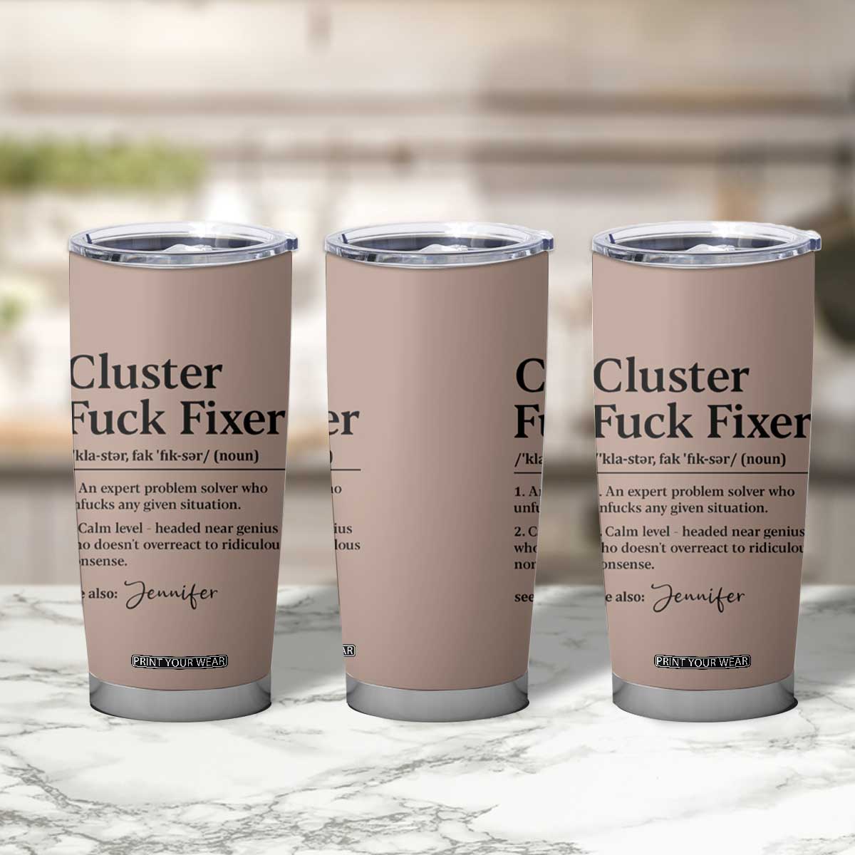 Personalized Coworker Tumbler Cup Custom Name Cluster Fuck An Expert Problem Solver Christmas Gift Brown TB10 Print Your Wear