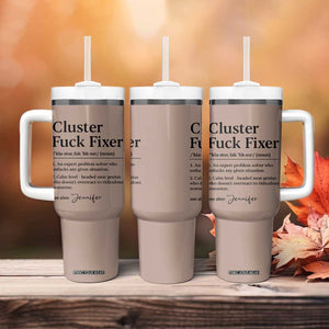 Personalized Coworker Tumbler With Handle Custom Name Cluster Fuck An Expert Problem Solver Christmas Gift Brown TB10 Print Your Wear