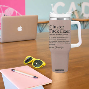 Personalized Coworker Tumbler With Handle Custom Name Cluster Fuck An Expert Problem Solver Christmas Gift Brown TB10 Print Your Wear