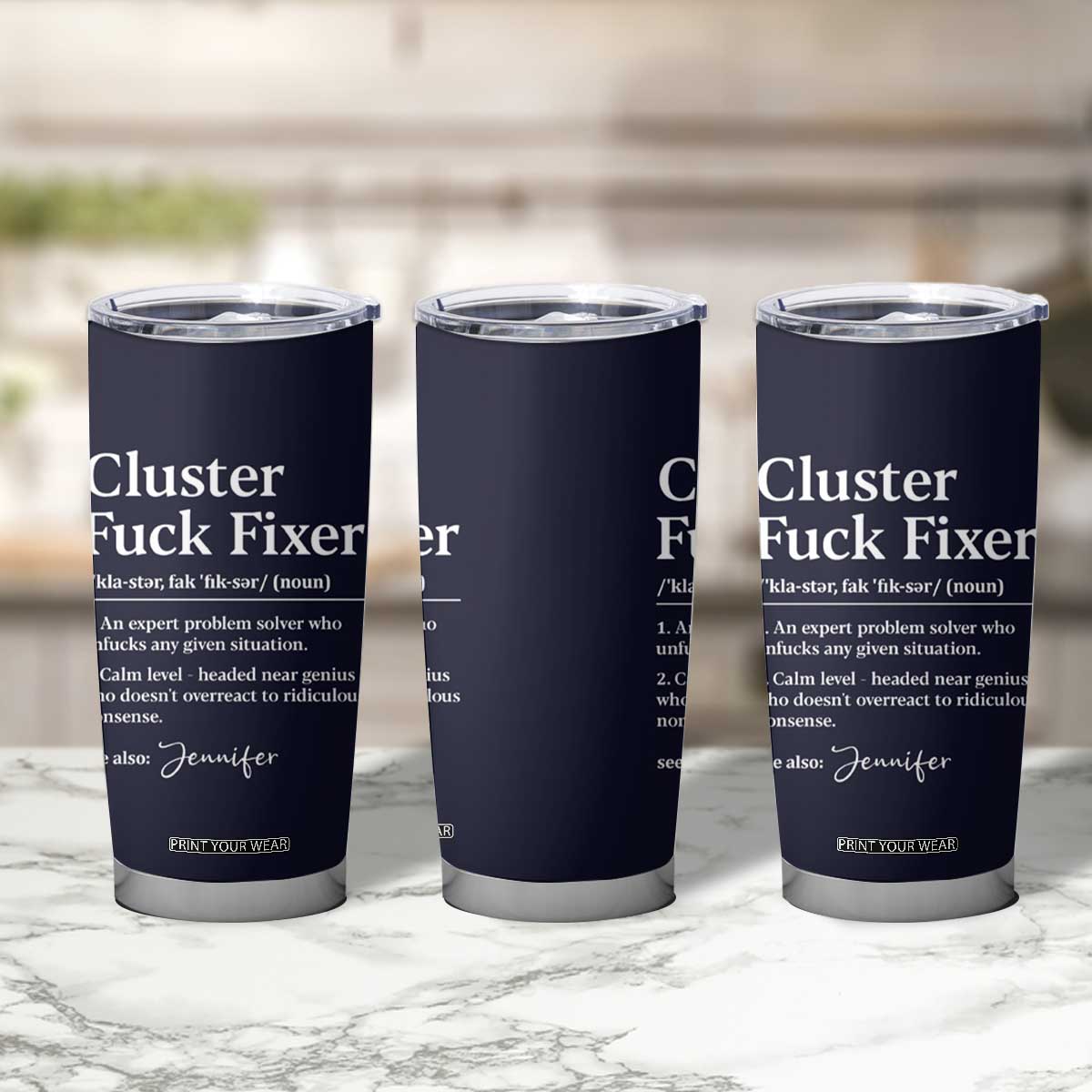 Personalized Coworker Tumbler Cup Custom Name Cluster Fuck An Expert Problem Solver Christmas Gift Navy TB10 Print Your Wear