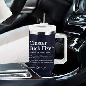 Personalized Coworker Tumbler With Handle Custom Name Cluster Fuck An Expert Problem Solver Christmas Gift Navy TB10 Print Your Wear