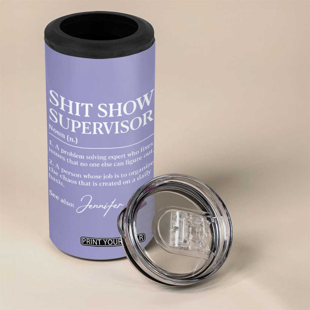 Personalized Boss Gifts 4 in 1 Can Cooler Tumbler Custom Name Shit Show Supervisor Gift for Boss Team Manger Director Purple TB10 Print Your Wear