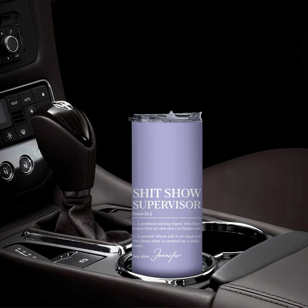 Personalized Boss Gifts Skinny Tumbler Custom Name Shit Show Supervisor Gift for Boss Team Manger Director Purple TB10 Print Your Wear