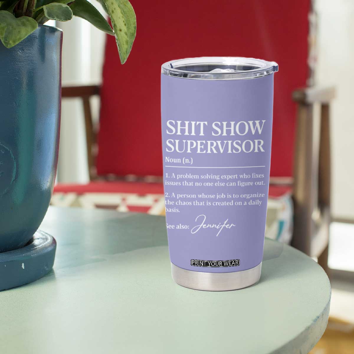 Personalized Boss Gifts Tumbler Cup Custom Name Shit Show Supervisor Gift for Boss Team Manger Director Purple TB10 Print Your Wear