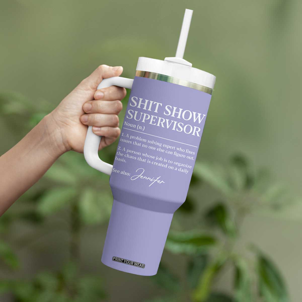 Personalized Boss Gifts Tumbler With Handle Custom Name Shit Show Supervisor Gift for Boss Team Manger Director Purple TB10 Print Your Wear
