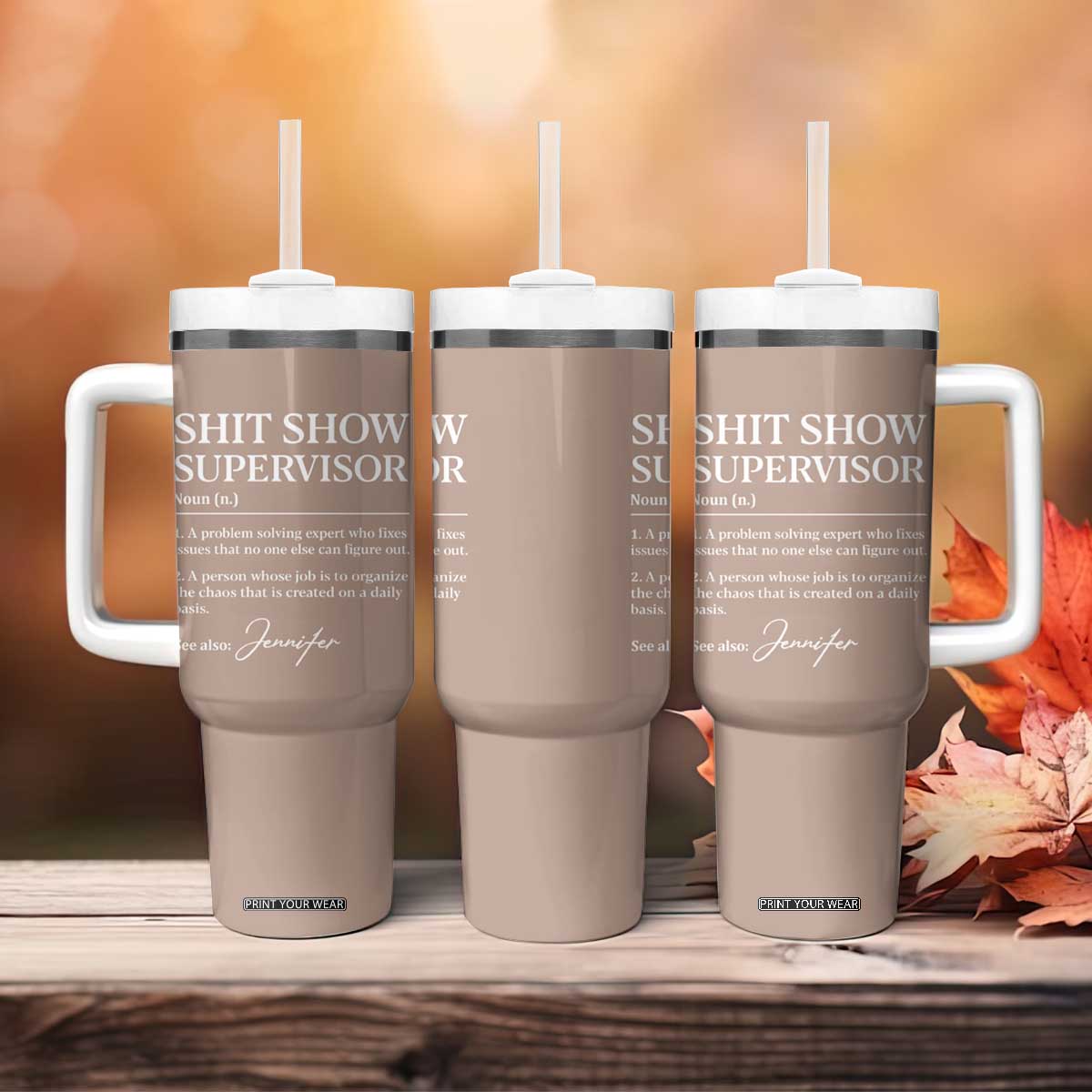 Personalized Boss Gifts Tumbler With Handle Custom Name Shit Show Supervisor Gift for Boss Team Manger Director TB10 Print Your Wear