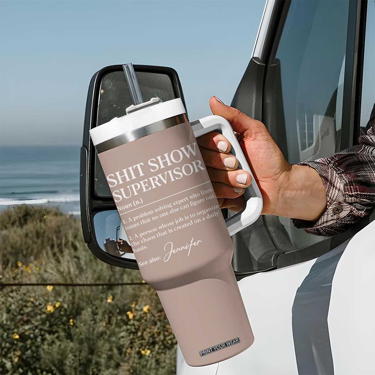 Personalized Boss Gifts Tumbler With Handle Custom Name Shit Show Supervisor Gift for Boss Team Manger Director TB10 Print Your Wear