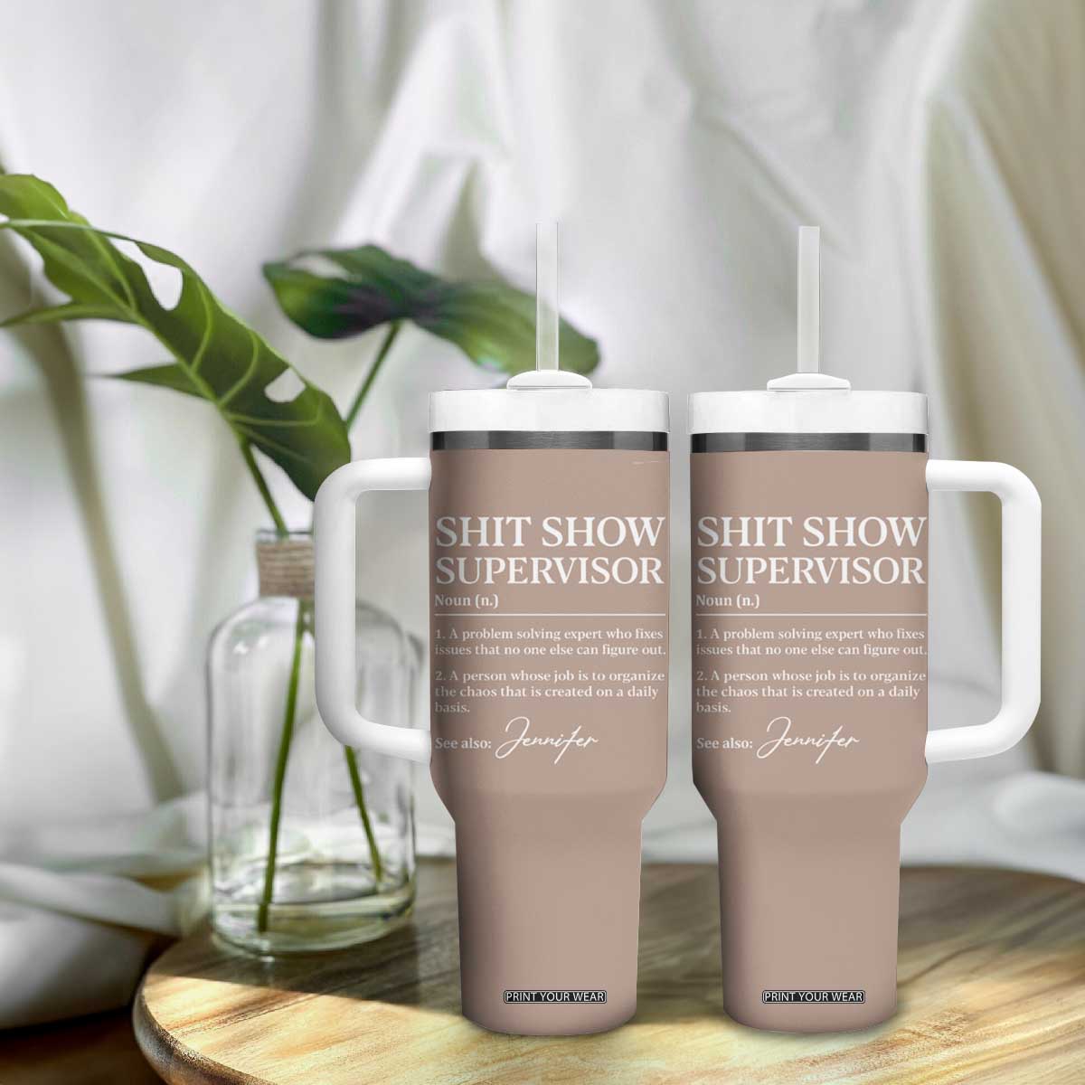 Personalized Boss Gifts Tumbler With Handle Custom Name Shit Show Supervisor Gift for Boss Team Manger Director TB10 Print Your Wear