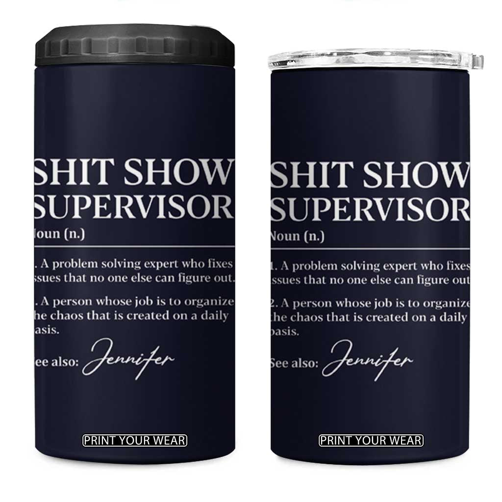 Personalized Boss Gifts 4 in 1 Can Cooler Tumbler Custom Name Shit Show Supervisor Gift for Boss Team Manger Director Navy TB10 One Size: 16 oz Navy Print Your Wear
