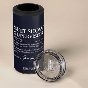 Personalized Boss Gifts 4 in 1 Can Cooler Tumbler Custom Name Shit Show Supervisor Gift for Boss Team Manger Director Navy TB10 Print Your Wear