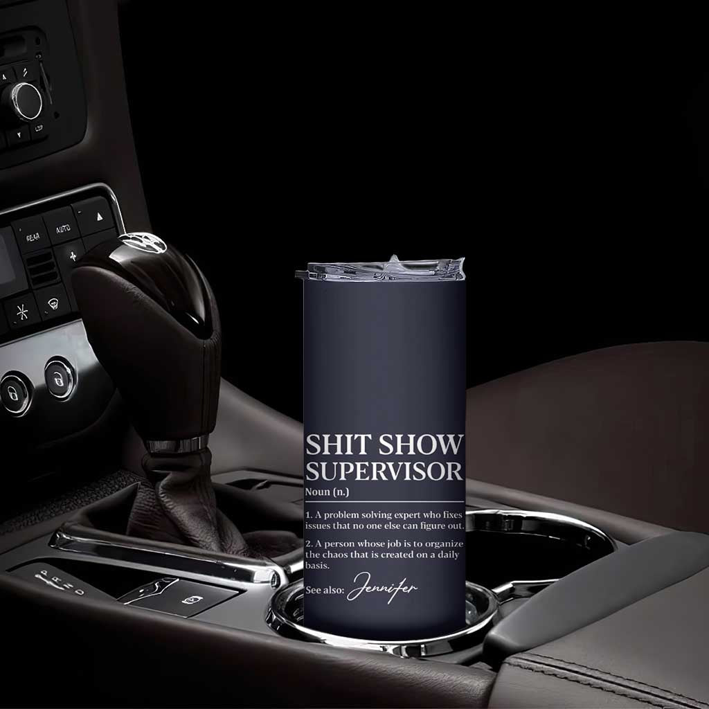 Personalized Boss Gifts Skinny Tumbler Custom Name Shit Show Supervisor Gift for Boss Team Manger Director Navy TB10 Print Your Wear