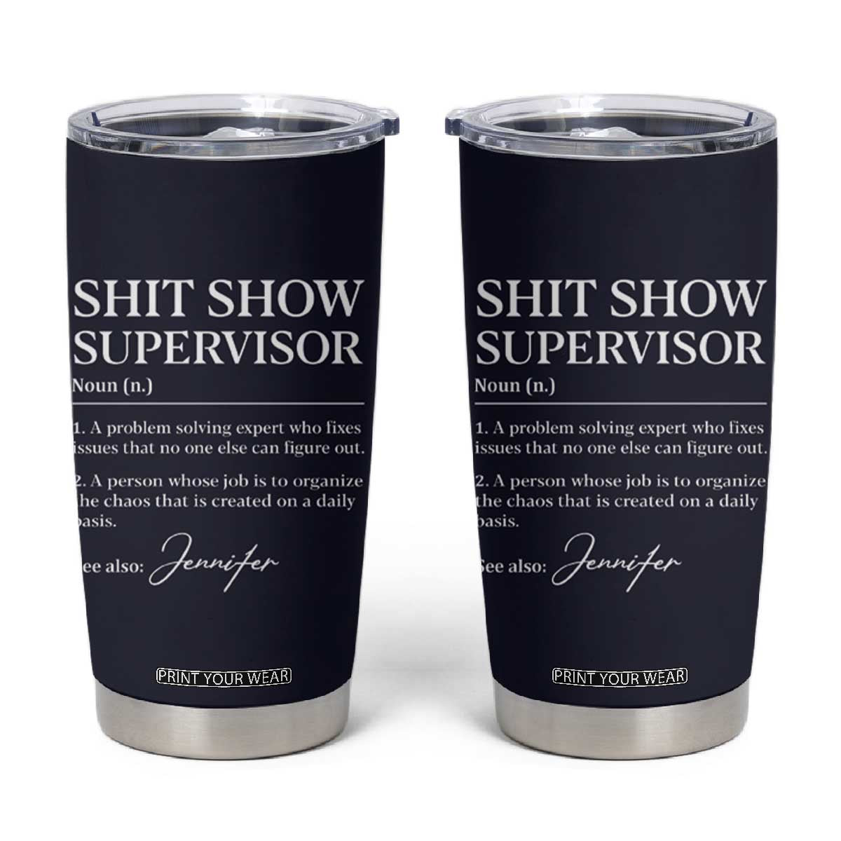 Personalized Boss Gifts Tumbler Cup Custom Name Shit Show Supervisor Gift for Boss Team Manger Director Navy TB10 Navy Print Your Wear