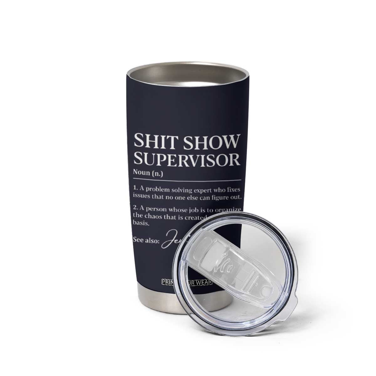 Personalized Boss Gifts Tumbler Cup Custom Name Shit Show Supervisor Gift for Boss Team Manger Director Navy TB10 Print Your Wear
