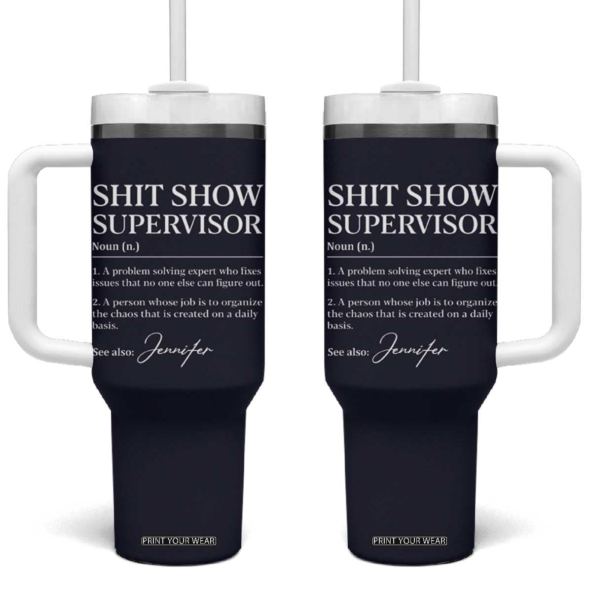 Personalized Boss Gifts Tumbler With Handle Custom Name Shit Show Supervisor Gift for Boss Team Manger Director Navy TB10 One Size: 40 oz Navy Print Your Wear