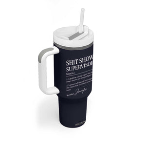 Personalized Boss Gifts Tumbler With Handle Custom Name Shit Show Supervisor Gift for Boss Team Manger Director Navy TB10 Print Your Wear