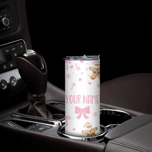 Personalized Christmas Skinny Tumbler Custom Name Coquette Pink Bow Gingerbread Man TB10 Print Your Wear