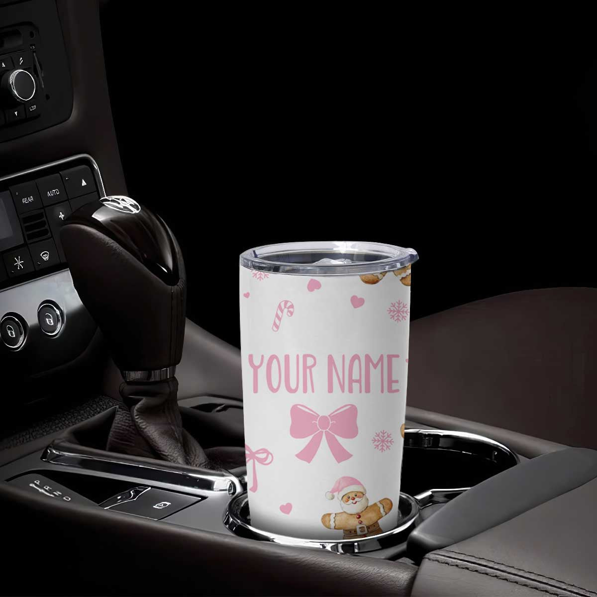 Personalized Christmas Tumbler Cup Custom Name Coquette Pink Bow Gingerbread Man TB10 Print Your Wear