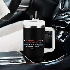 Harris Walz 2024 Tumbler With Handle Mind Your Own Damn Business American Flag TB11 Print Your Wear