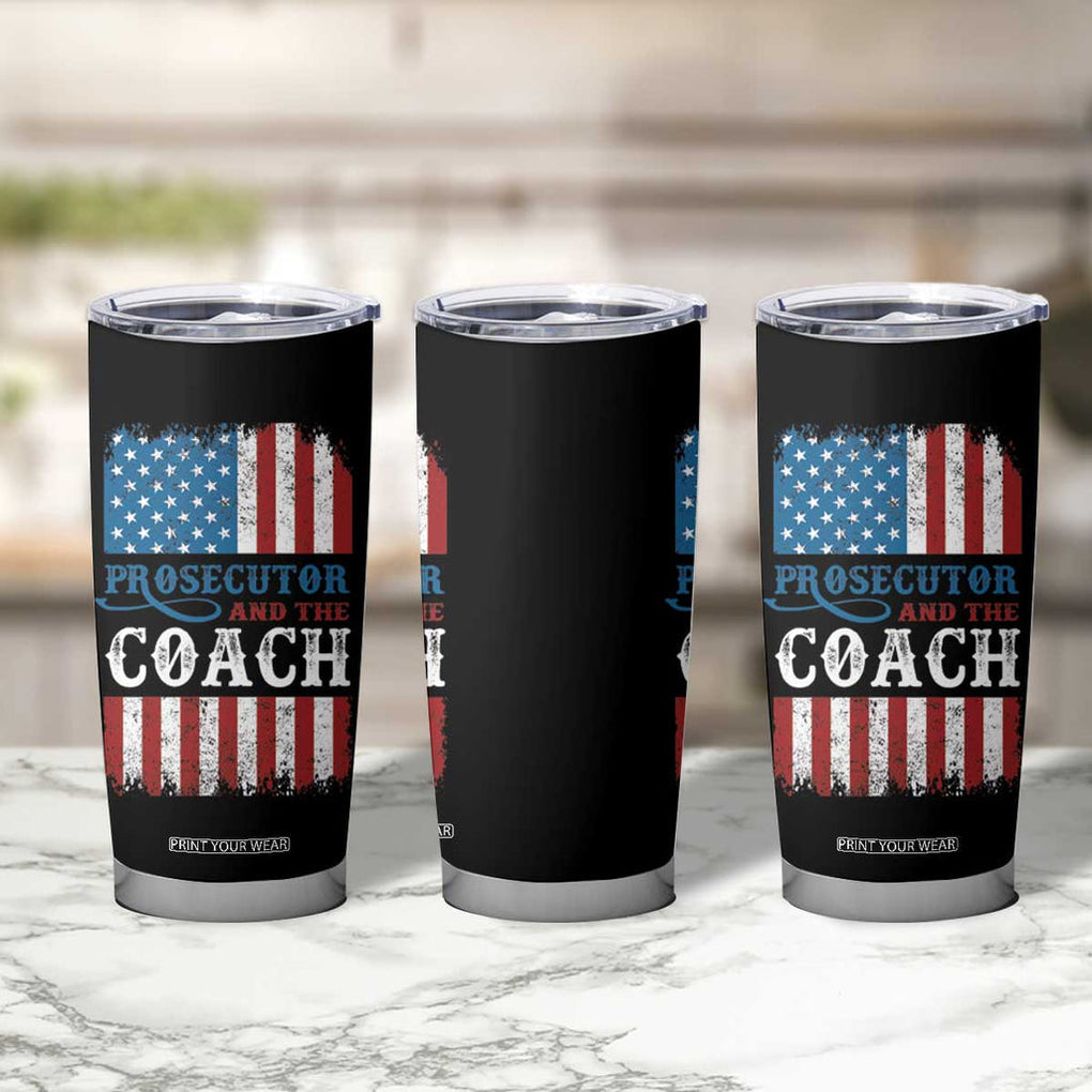 Harris Walz Tumbler Cup Prosecutor And The Coach 2024 Vintage American Flag TB11 Print Your Wear