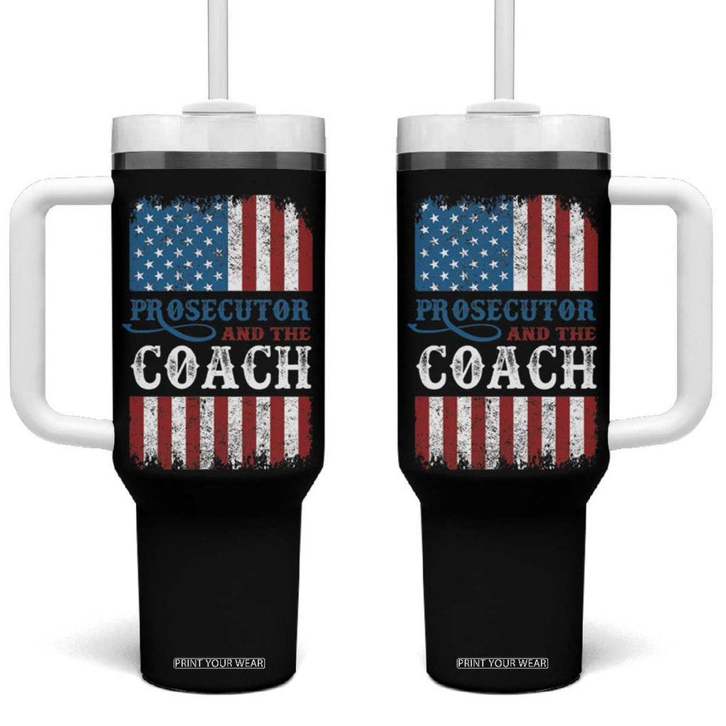 Harris Walz Tumbler With Handle Prosecutor And The Coach 2024 Vintage American Flag TB11 One Size: 40 oz Black Print Your Wear