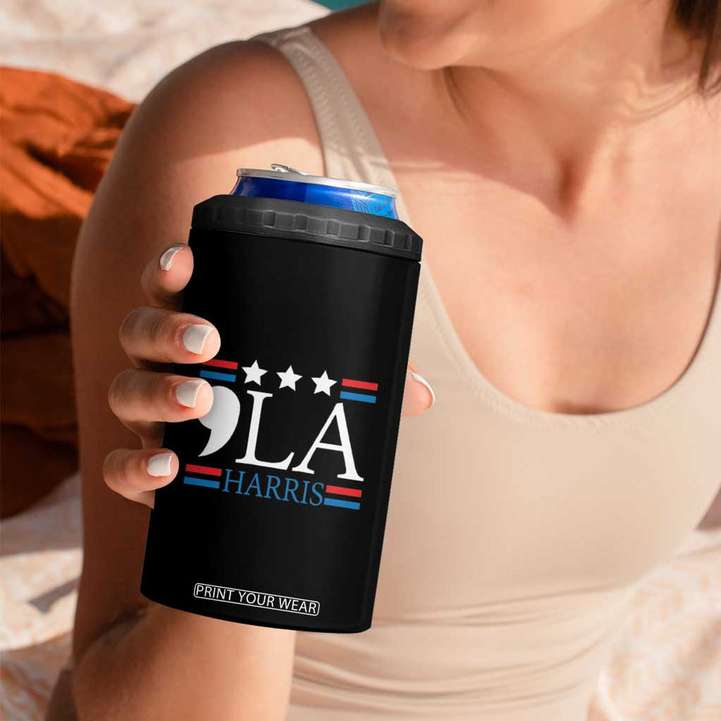 Funny Comma La Harris 4 in 1 Can Cooler Tumbler Punctuation Kamala 2024 American Flag TB11 Print Your Wear