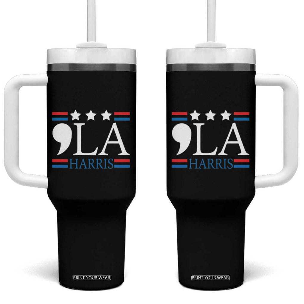 Funny Comma La Harris Tumbler With Handle Punctuation Kamala 2024 American Flag TB11 One Size: 40 oz Black Print Your Wear