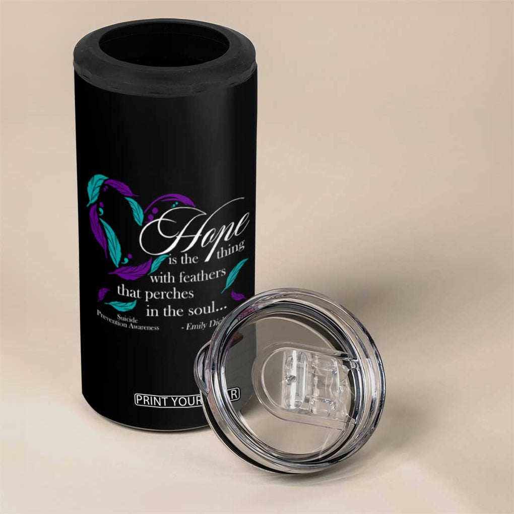 Suicide Prevention Awareness 4 in 1 Can Cooler Tumbler Hope Is The Thing With Feathers That Perches In The Soul Heart TB11 Print Your Wear