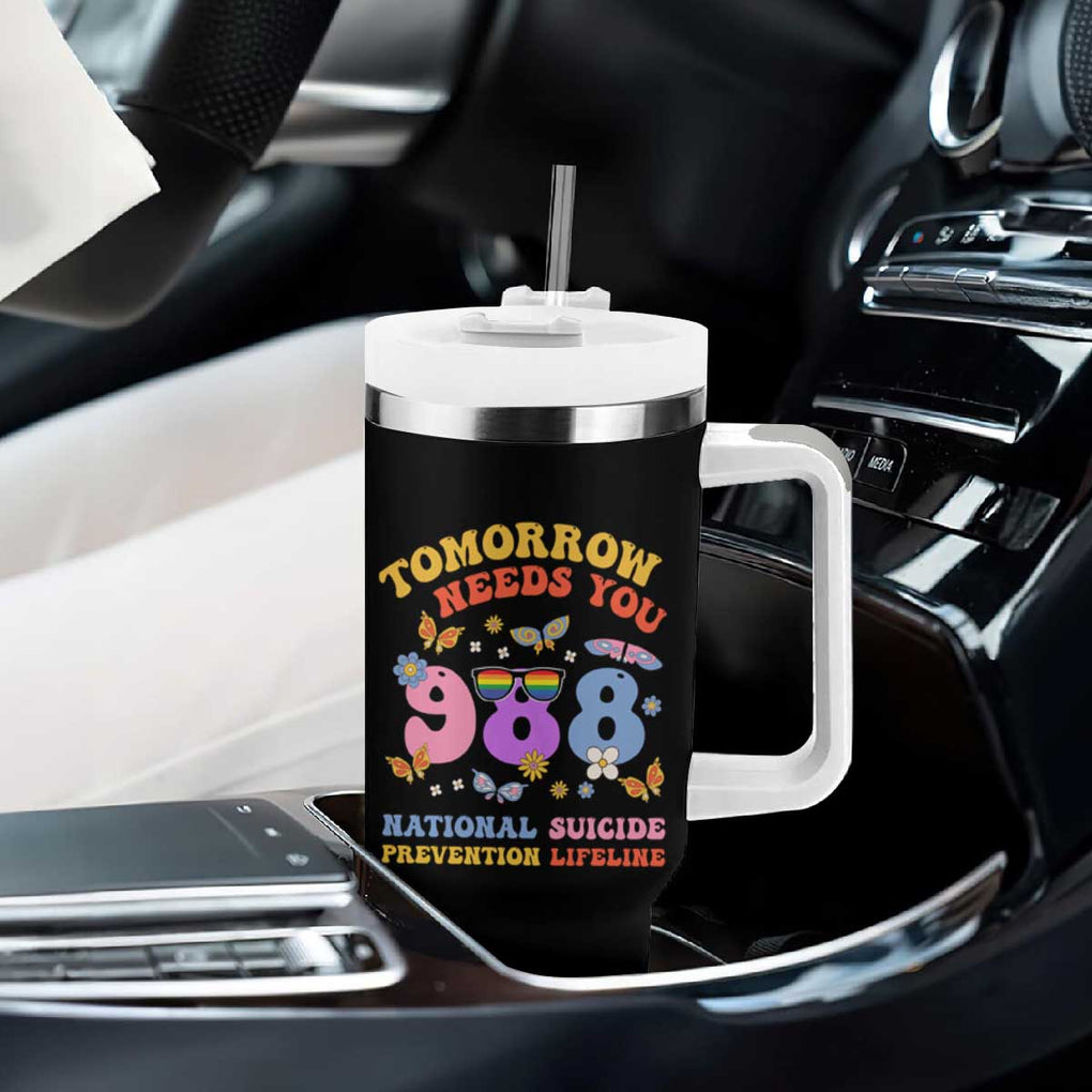 Suicide Prevention Awareness Tumbler With Handle Tomorrow Needs You 988 Lifeline Butterfly Flower TB11 Print Your Wear