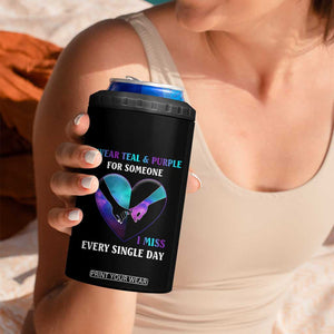 Suicide Prevention Awareness 4 in 1 Can Cooler Tumbler Teal And Purple For Someone I Miss Every Single Day Heart TB11 Print Your Wear