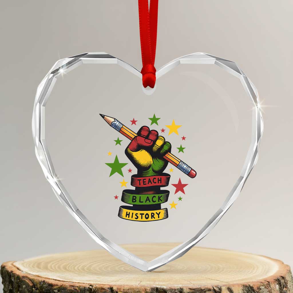 Teach Black History Education Pride Heart Crystal Glass Ornament Black History Month TS12 Transparent Glass 3'' Heart Print Your Wear