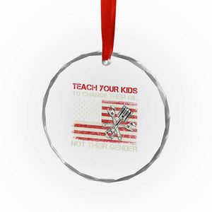 Teach Your Kids To Change Their Oil Not Their Gender Crystal Glass Ornament Mechanic Flag American Patriotic Flag TS14 Print Your Wear