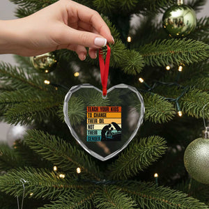 Teach Your Kids To Change Their Oil Not Their Gender Heart Crystal Glass Ornament Funny Mechanic Dad TS14 Print Your Wear