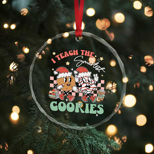 Teacher Christmas Crystal Glass Ornament I Teach The Smartest Cookies Retro Groovy Xmas Tree Cookies TS02 Print Your Wear