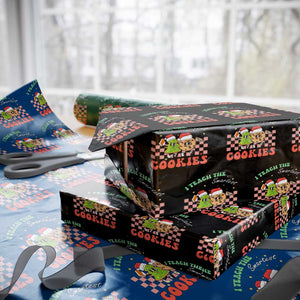 Teacher Christmas Wrapping Paper Roll I Teach The Smartest Cookies Retro Groovy Xmas Cookies TS02 Black Print Your Wear