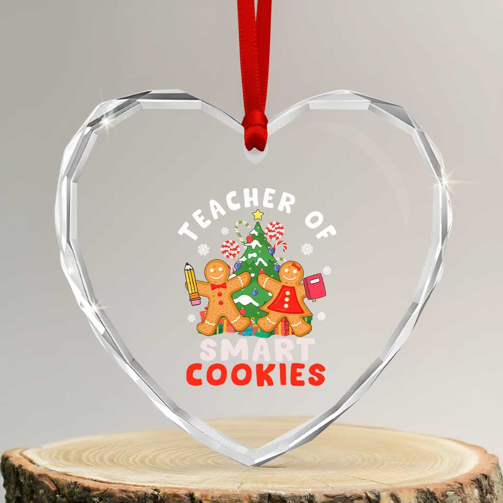 Teacher of Smart Cookies Christmas Gingerbread Man Heart Crystal Glass Ornament Teacher of Smart Cookies TS02 Transparent Glass 3'' Heart Print Your Wear